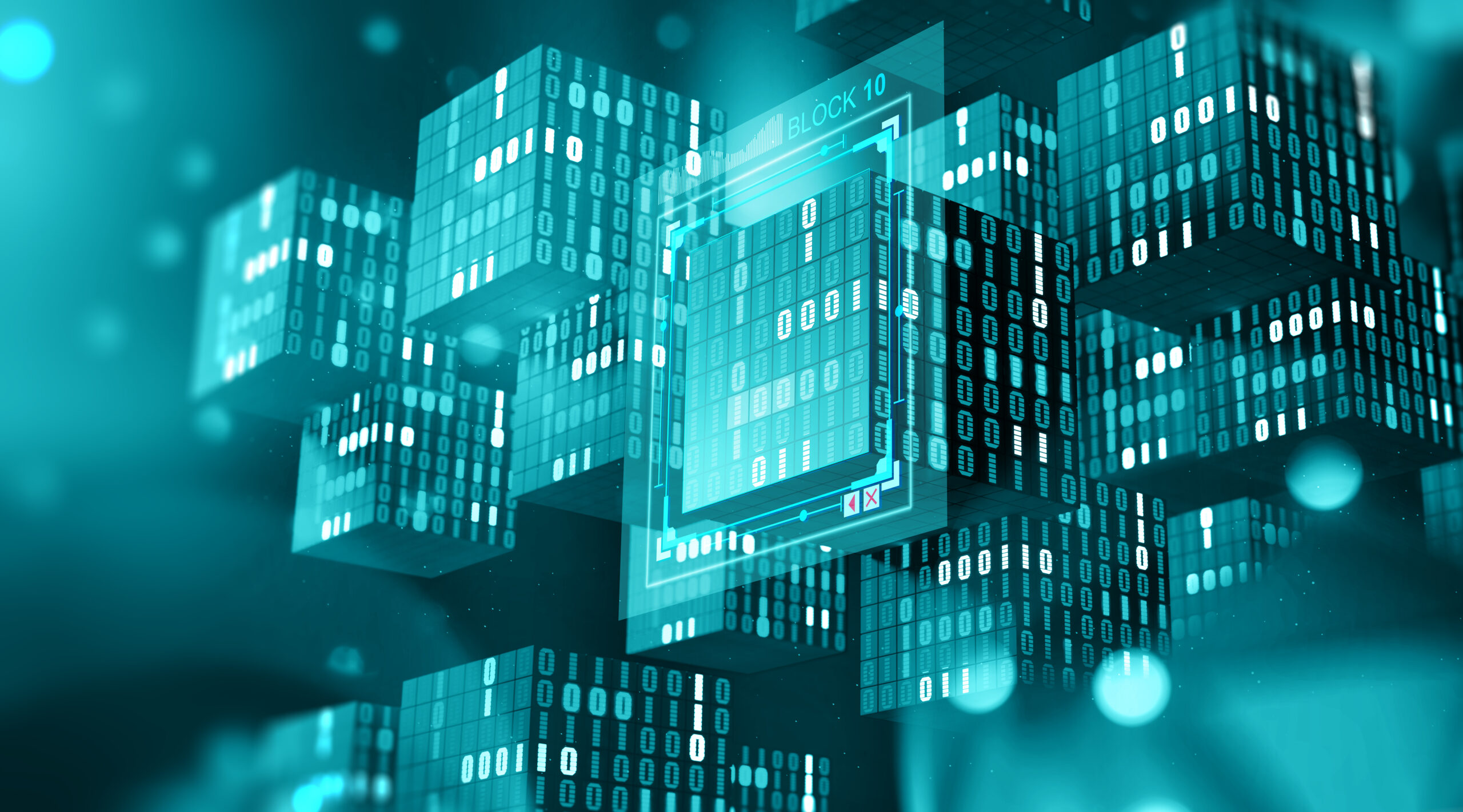 animated green digital blos with a grid and numbers on them.