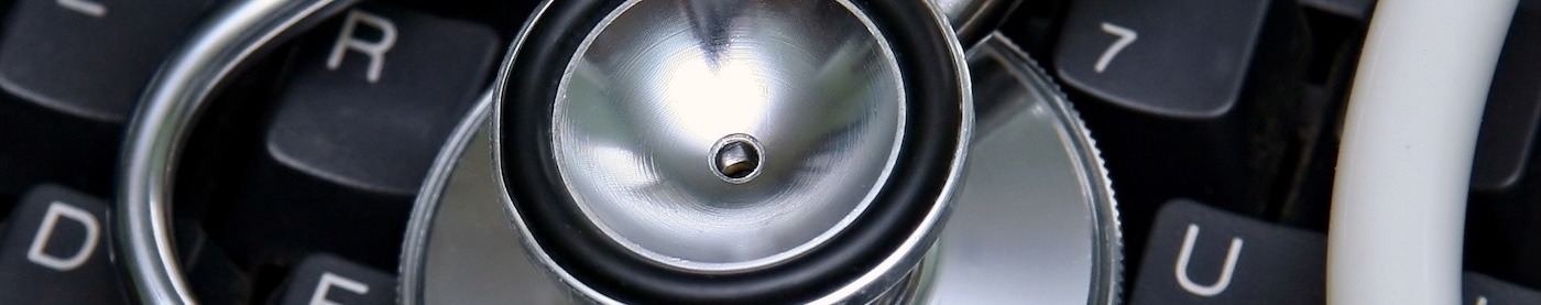 a keyboard with a stethoscope on it.