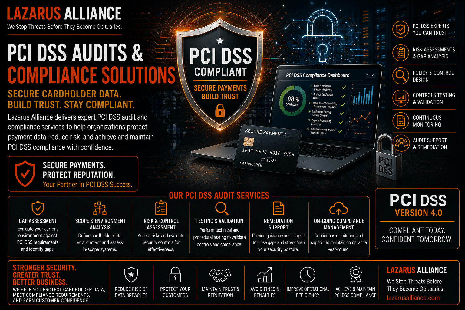 PCI DSS QSA Audit and Assessments; we are ready when you are! Call +1 (888) 896-7580 today.